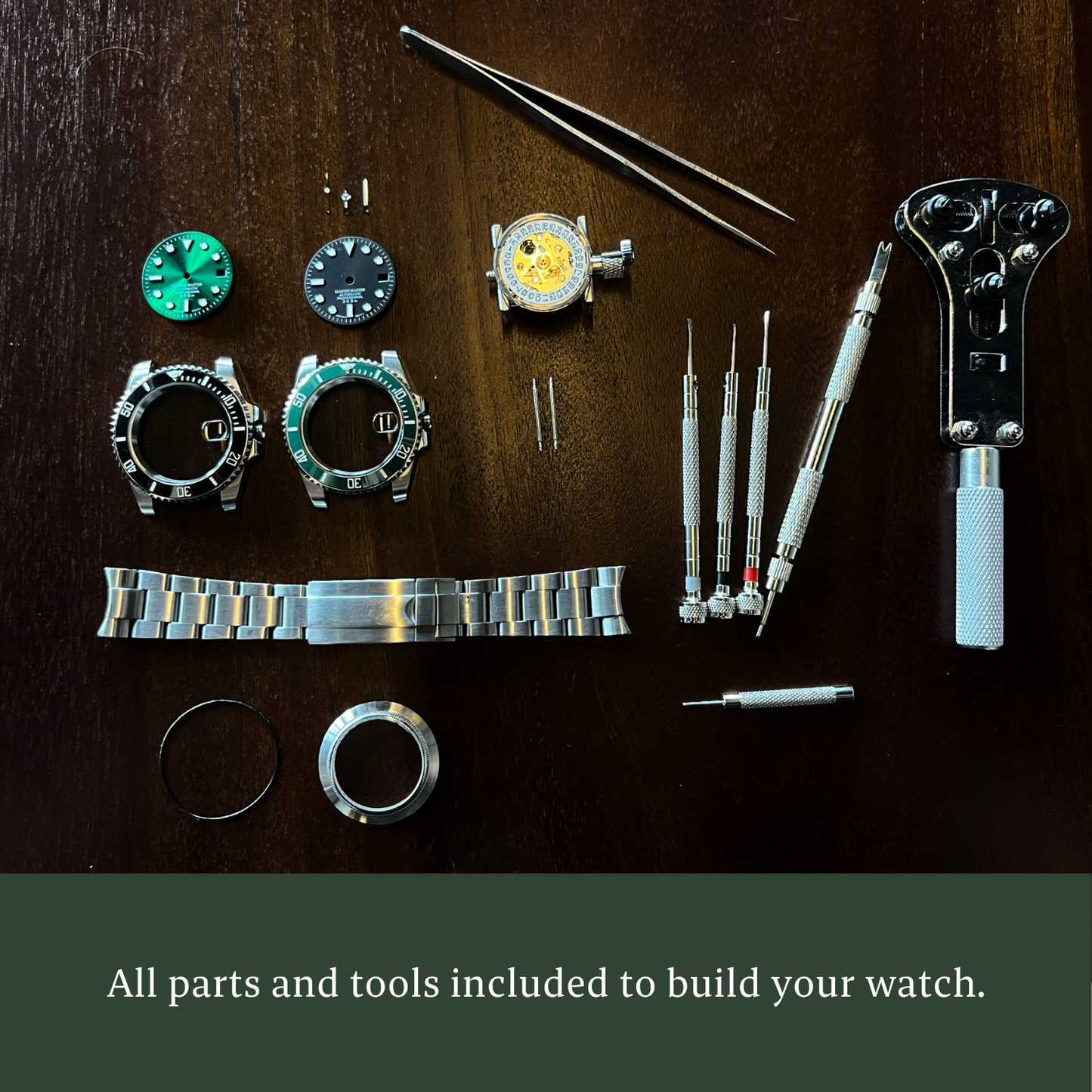 WATCH BUILDING KIT - SKELETON DIVE WATCH BUNDLE - 3 DIALS, 2 BEZELS & 3 STRAPS INCLUDED