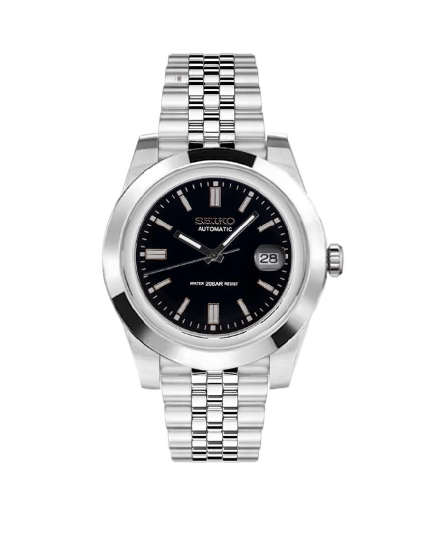 Seikojust Black Dial Smooth Bezel Watch