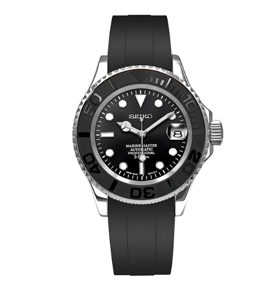 Seikomariner Black Rubber Watch