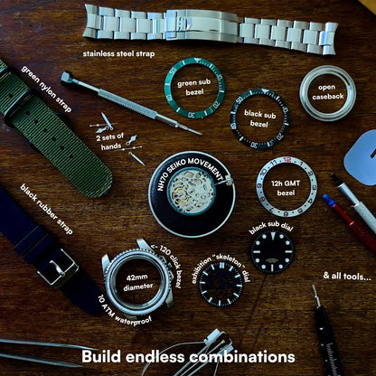 8 IN 1 BUNDLE - 42MM DIVE WATCH BUILDING KIT SKELETON