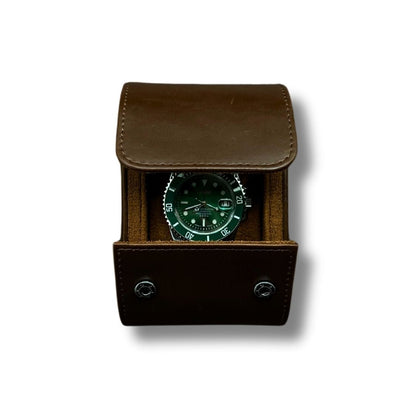 Leather Travel Watchroll Brown - Single Watch - THE MOD